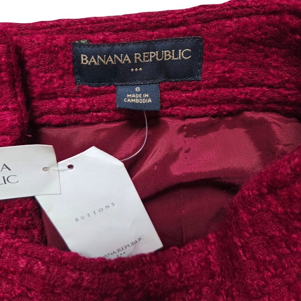 Banana Republic Skirt Women's Size 8 Red Wool Blend Pencil Skirt Business Twee - Picture 4 of 11